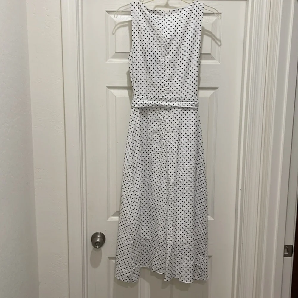NWT DKNY Midi Faux Wrap Chiffon/crepe Black & White Dress - Picture 4 of 12